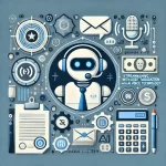 Featured image for a blog post titled 'Streamlining Debt Validation with AI Voice Technology,' featuring icons of a robot with a headset, a speech bubble, and financial documents.